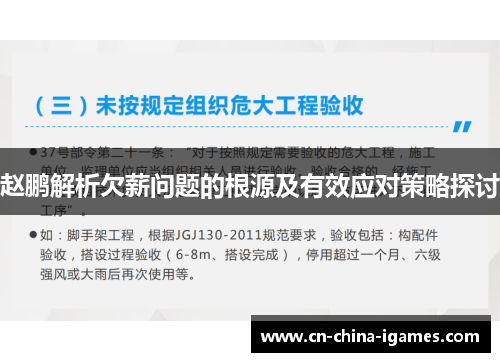 赵鹏解析欠薪问题的根源及有效应对策略探讨